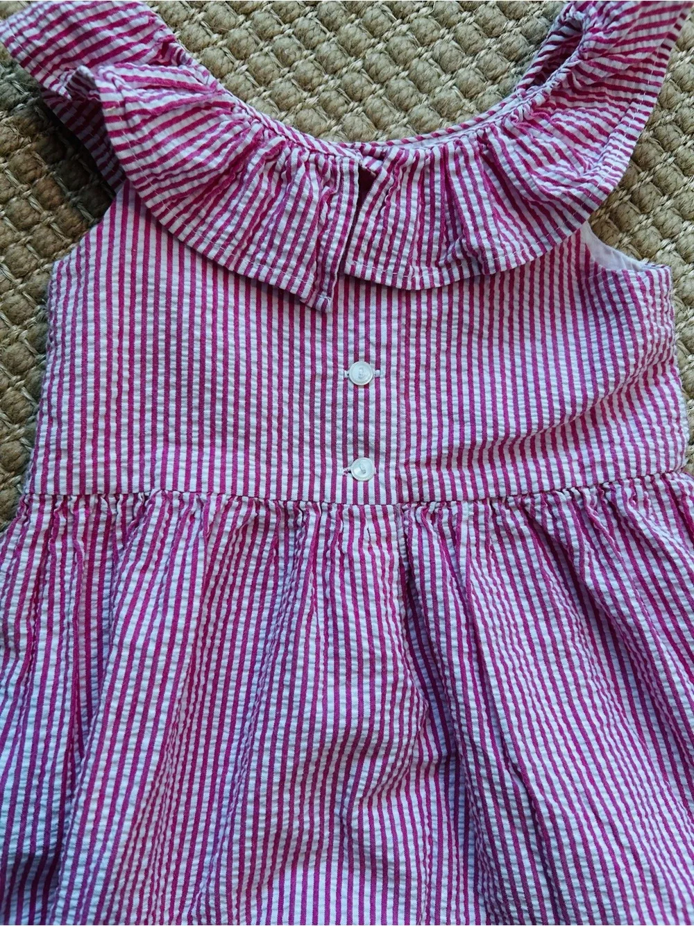 Ralph Lauren Pink & White Seersucker Dress with Bloomers - excellent shape, 12 m